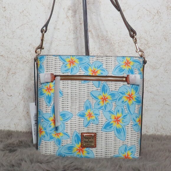 DDooney & Bourke Plumeria Zip Crossbody (Blue/White) - Picture 1 of 6